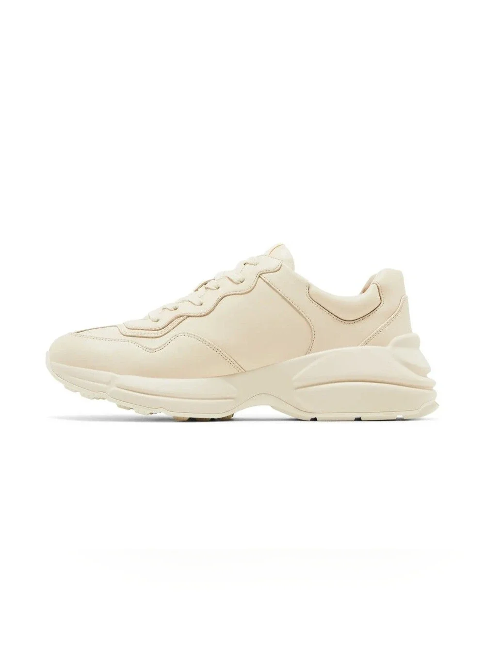 $990 GUCCI Rhyton Interlocking G Ivory/Blue Leather Sneakers UK 12.5 US 13 EU 46